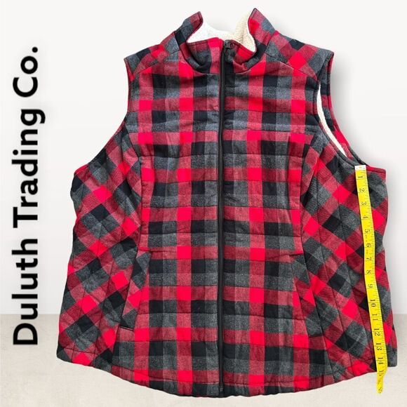 Duluth Trading Co. Red Check - Lined Vest Size 2XL - Picture 8 of 12